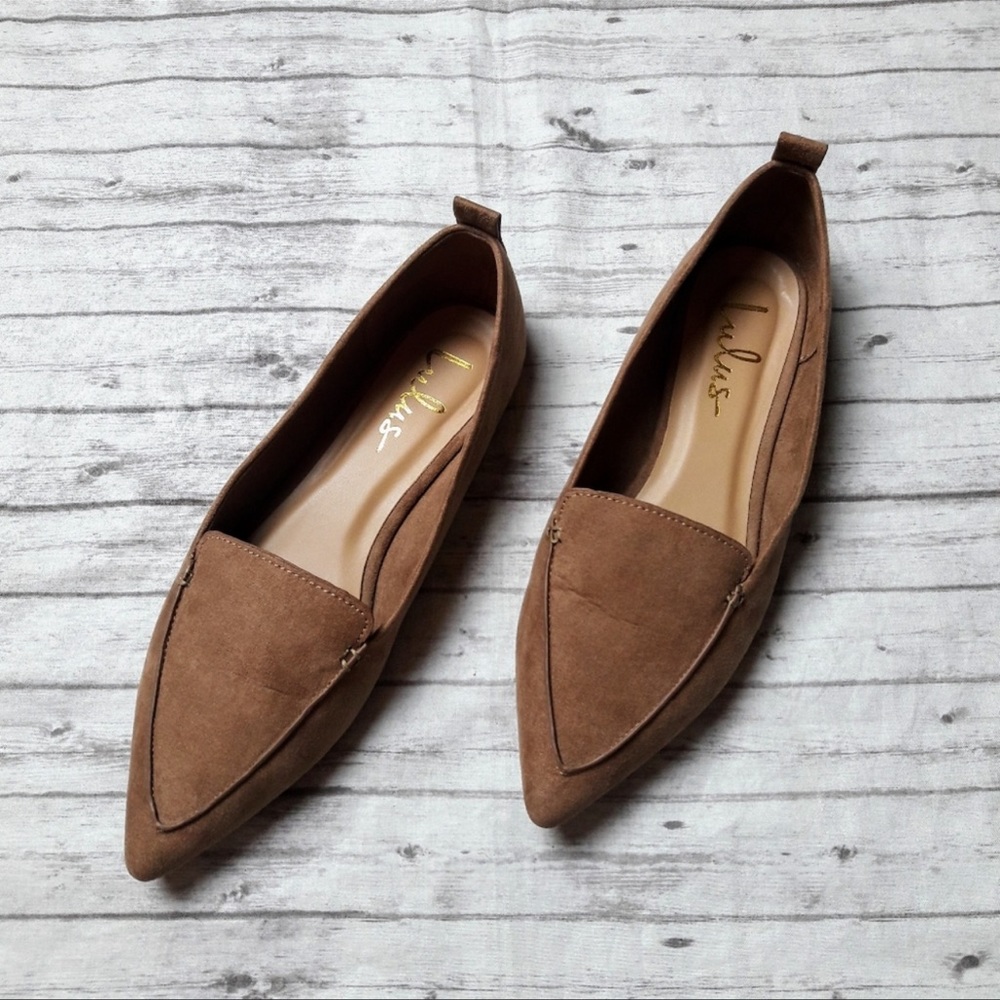 Lulus Emmy Camel Suede Pointed Loafers
